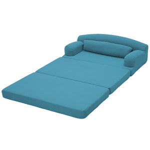 English Elm Foldable Corduroy Loveseat Sofa Bed with High Density Foam for Studio or Guest Room Sky Blue W5532P531664