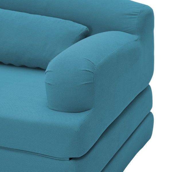 English Elm Foldable Corduroy Loveseat Sofa Bed with High Density Foam for Studio or Guest Room Sky Blue W5532P531664