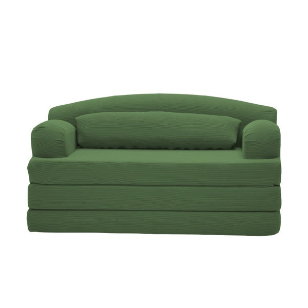 English Elm Foldable Corduroy Loveseat Sofa Bed with High Density Foam for Studio or Guest Room Green W5532P531668