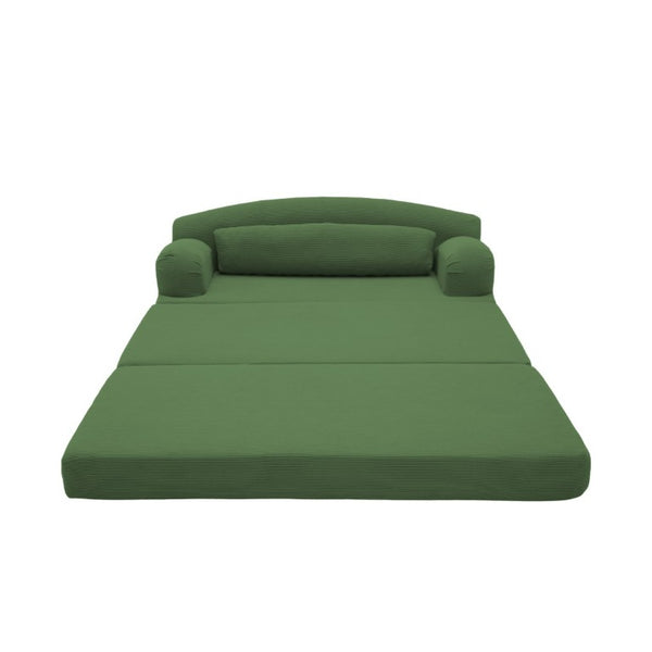 English Elm Foldable Corduroy Loveseat Sofa Bed with High Density Foam for Studio or Guest Room Green W5532P531668