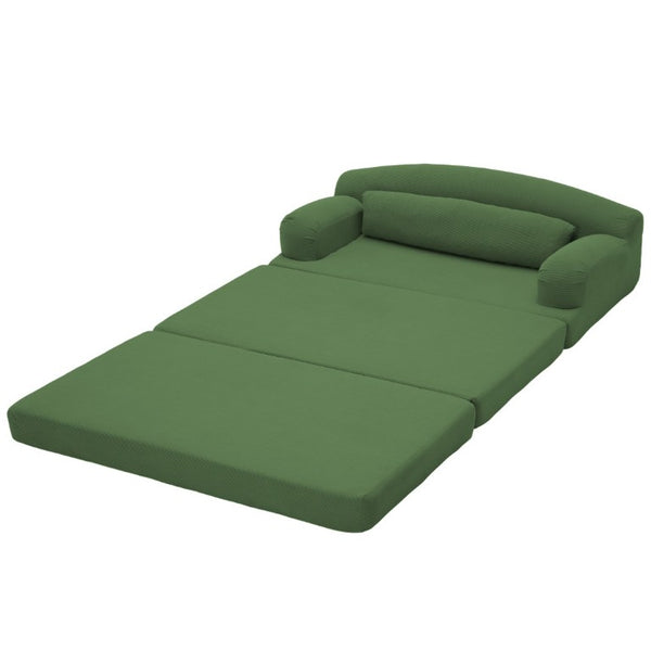 English Elm Foldable Corduroy Loveseat Sofa Bed with High Density Foam for Studio or Guest Room Green W5532P531668