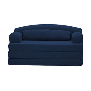 English Elm Foldable Corduroy Loveseat Sofa Bed with High Density Foam for Studio or Guest Room Blue W5532P531669
