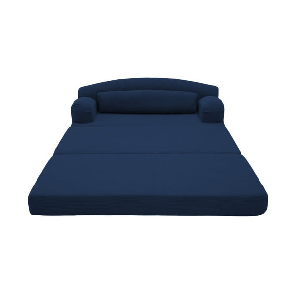 English Elm Foldable Corduroy Loveseat Sofa Bed with High Density Foam for Studio or Guest Room Blue W5532P531669