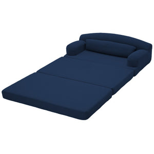 English Elm Foldable Corduroy Loveseat Sofa Bed with High Density Foam for Studio or Guest Room Blue W5532P531669