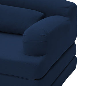 English Elm Foldable Corduroy Loveseat Sofa Bed with High Density Foam for Studio or Guest Room Blue W5532P531669
