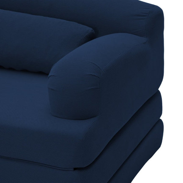 English Elm Foldable Corduroy Loveseat Sofa Bed with High Density Foam for Studio or Guest Room Blue W5532P531669