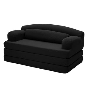 English Elm Foldable Corduroy Loveseat Sofa Bed with High Density Foam for Studio or Guest Room Black W5532P531673