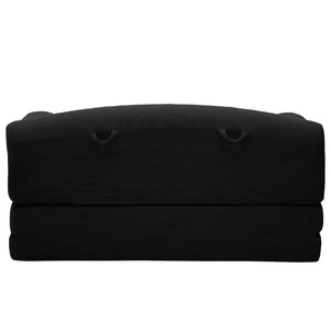 English Elm Foldable Corduroy Loveseat Sofa Bed with High Density Foam for Studio or Guest Room Black W5532P531673