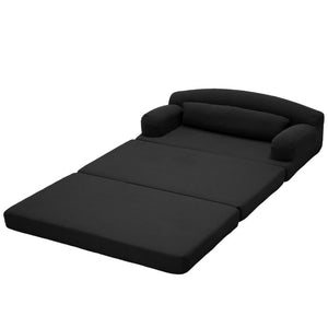 English Elm Foldable Corduroy Loveseat Sofa Bed with High Density Foam for Studio or Guest Room Black W5532P531673
