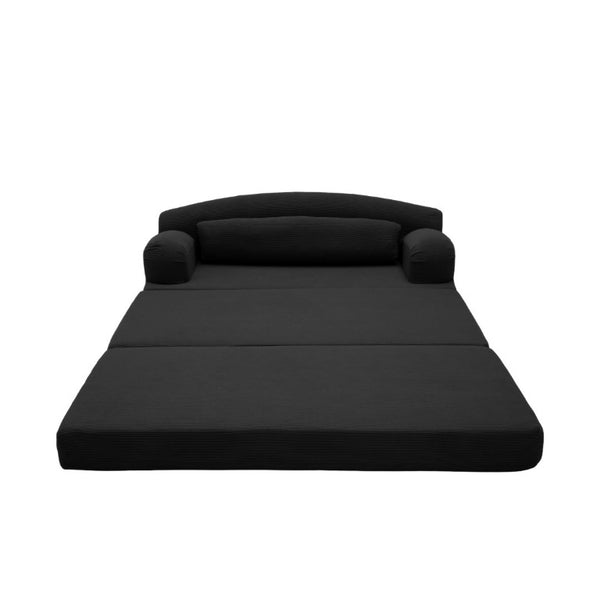 English Elm Foldable Corduroy Loveseat Sofa Bed with High Density Foam for Studio or Guest Room Black W5532P531673