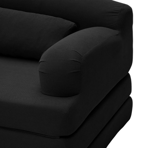 English Elm Foldable Corduroy Loveseat Sofa Bed with High Density Foam for Studio or Guest Room Black W5532P531673