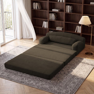 English Elm Foldable Corduroy Loveseat Sofa Bed with High Density Foam for Studio or Guest Room Brown W5532P531675