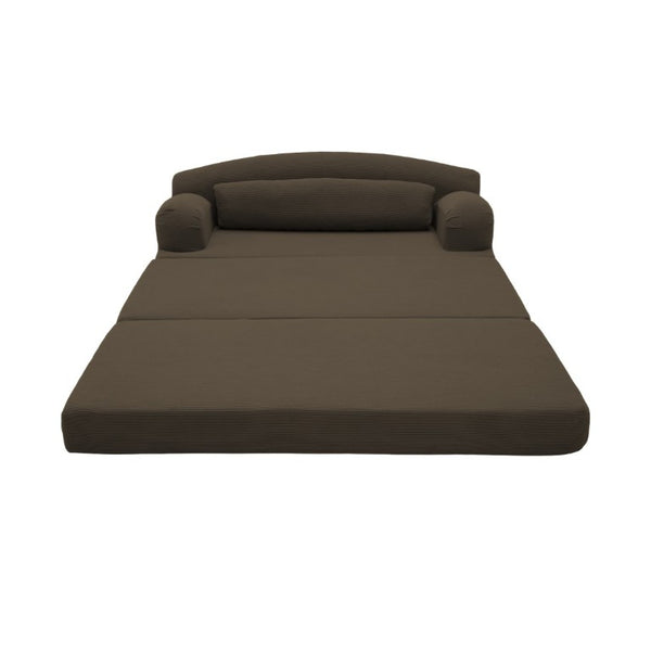 English Elm Foldable Corduroy Loveseat Sofa Bed with High Density Foam for Studio or Guest Room Brown W5532P531675