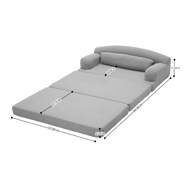 English Elm Foldable Corduroy Loveseat Sofa Bed with High Density Foam for Studio or Guest Room Dark Gray W5532P531677