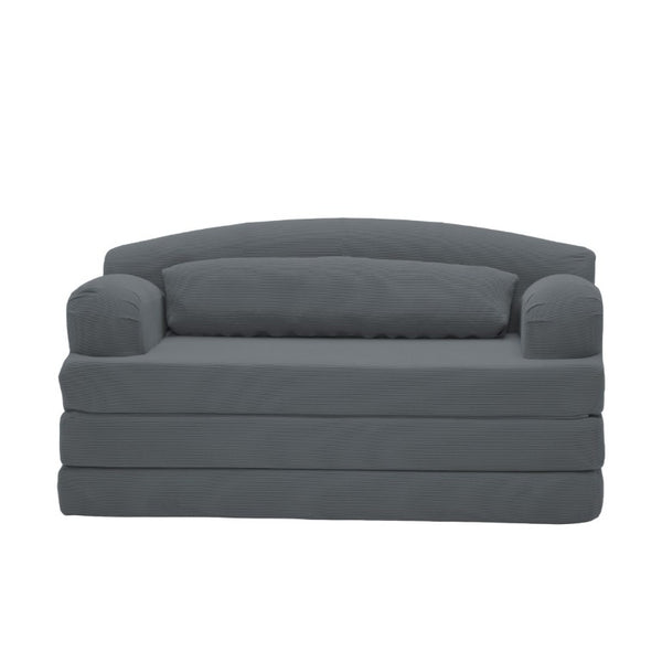 English Elm Foldable Corduroy Loveseat Sofa Bed with High Density Foam for Studio or Guest Room Dark Gray W5532P531677