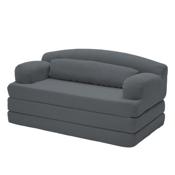 English Elm Foldable Corduroy Loveseat Sofa Bed with High Density Foam for Studio or Guest Room Dark Gray W5532P531677