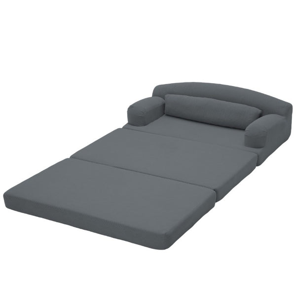 English Elm Foldable Corduroy Loveseat Sofa Bed with High Density Foam for Studio or Guest Room Dark Gray W5532P531677