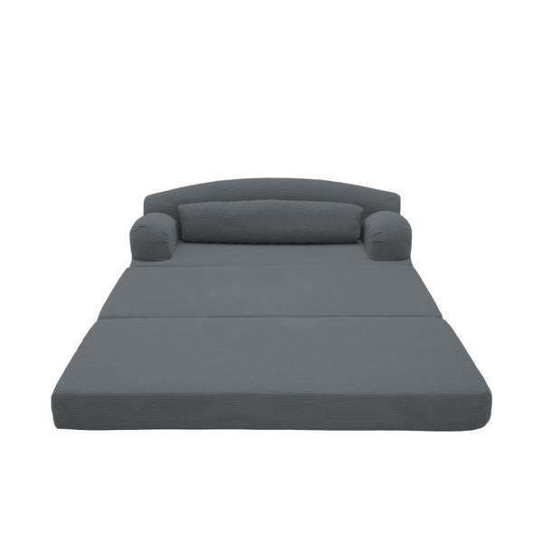 English Elm Foldable Corduroy Loveseat Sofa Bed with High Density Foam for Studio or Guest Room Dark Gray W5532P531677