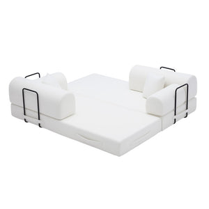 English Elm Convertible Floor Sofa with Corduroy Foam Cushion for Compact Living Spaces Beige W5532P538400