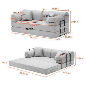 English Elm Convertible Floor Sofa with Corduroy Foam Cushion for Compact Living Spaces Beige W5532P538400