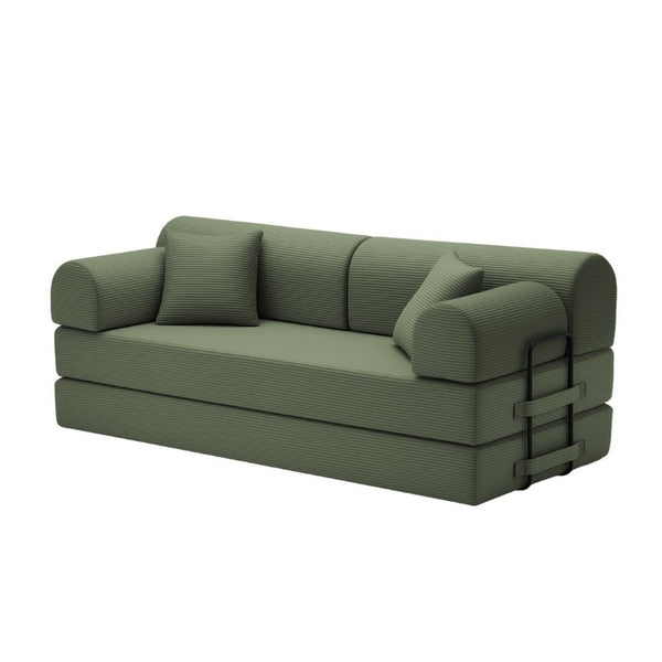 English Elm Convertible Corduroy Floor Sofa Folds From Loveseat to Daybed for Compact Living Spaces Grayish Green W5532P538410
