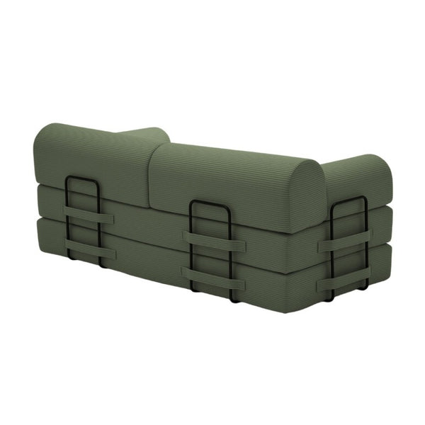 English Elm Convertible Corduroy Floor Sofa Folds From Loveseat to Daybed for Compact Living Spaces Grayish Green W5532P538410