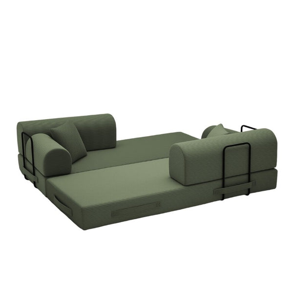English Elm Convertible Corduroy Floor Sofa Folds From Loveseat to Daybed for Compact Living Spaces Grayish Green W5532P538410