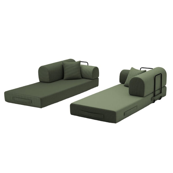 English Elm Convertible Corduroy Floor Sofa Folds From Loveseat to Daybed for Compact Living Spaces Grayish Green W5532P538410