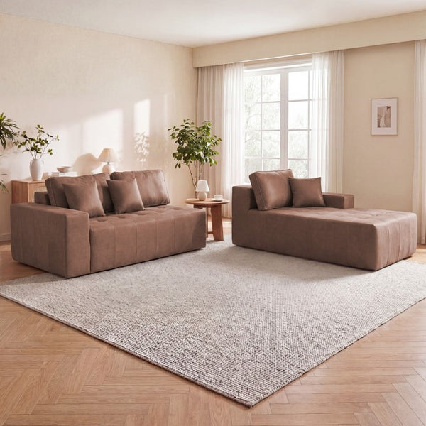 English Elm Faux Leather L-Shaped Sectional Sofa Bed with Corner Chaise for Living Room Dark Brown - A W5532S00039