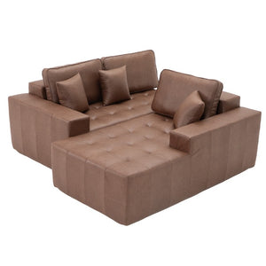English Elm Faux Leather L-Shaped Sectional Sofa Bed with Corner Chaise for Living Room Dark Brown - A W5532S00039