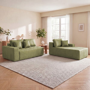 English Elm Faux Leather L-Shaped Sectional Sofa Bed with Corner Chaise for Living Room Grayish Green W5532S00040