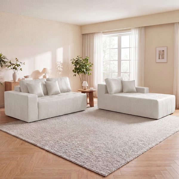 English Elm Faux Leather L-Shaped Sectional Sofa Bed with Corner Chaise for Living Room Beige - A W5532S00041