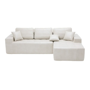English Elm Faux Leather L-Shaped Sectional Sofa Bed with Corner Chaise for Living Room Beige - A W5532S00041
