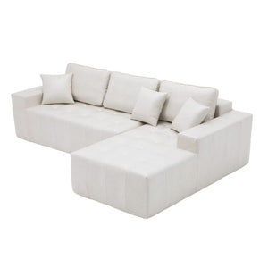 English Elm Faux Leather L-Shaped Sectional Sofa Bed with Corner Chaise for Living Room Beige - A W5532S00041