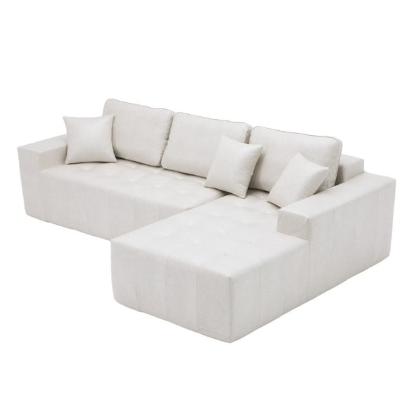 English Elm Faux Leather L-Shaped Sectional Sofa Bed with Corner Chaise for Living Room Beige - A W5532S00041