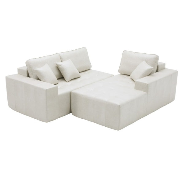 English Elm Faux Leather L-Shaped Sectional Sofa Bed with Corner Chaise for Living Room Beige - A W5532S00041