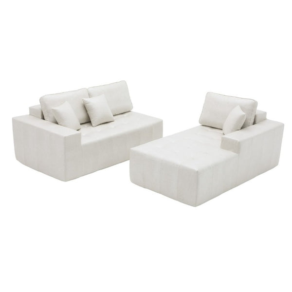 English Elm Faux Leather L-Shaped Sectional Sofa Bed with Corner Chaise for Living Room Beige - A W5532S00041