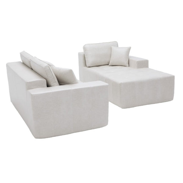 English Elm Faux Leather L-Shaped Sectional Sofa Bed with Corner Chaise for Living Room Beige - A W5532S00041