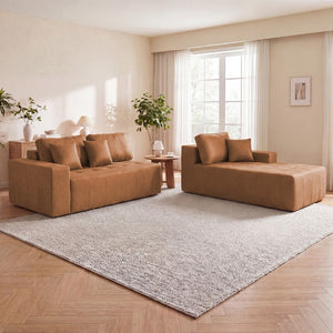English Elm Faux Leather L-Shaped Sectional Sofa Bed with Corner Chaise for Living Room Light Brown - A W5532S00043