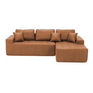 English Elm Faux Leather L-Shaped Sectional Sofa Bed with Corner Chaise for Living Room Light Brown - A W5532S00043