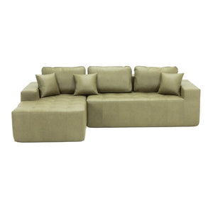 English Elm Faux Leather L-Shaped Sectional Sofa Bed with Corner Chaise for Living Room Green W5532S00045