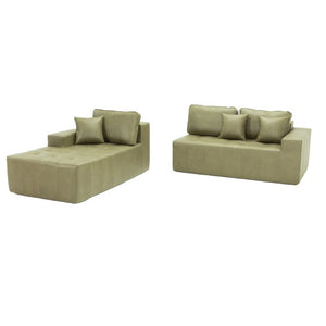 English Elm Faux Leather L-Shaped Sectional Sofa Bed with Corner Chaise for Living Room Green W5532S00045