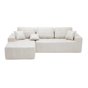 English Elm Faux Leather L-Shaped Sectional Sofa Bed with Corner Chaise for Living Room Beige - B W5532S00046