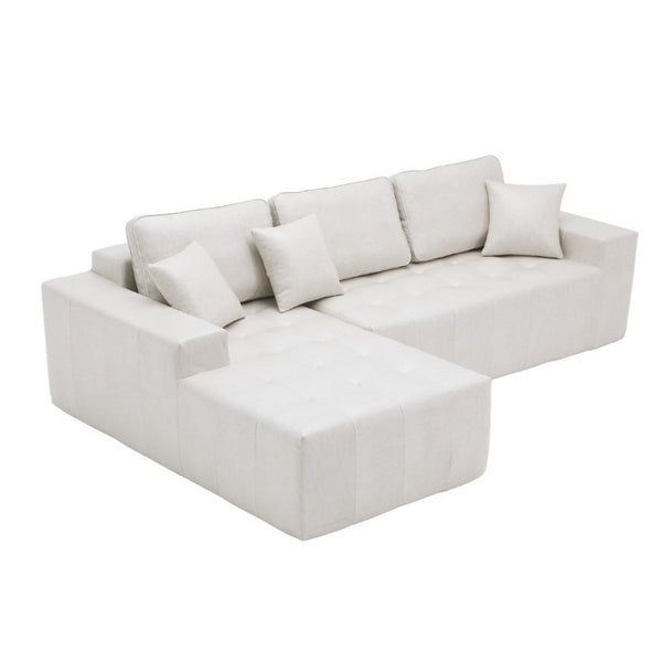 English Elm Faux Leather L-Shaped Sectional Sofa Bed with Corner Chaise for Living Room Beige - B W5532S00046