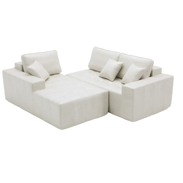 English Elm Faux Leather L-Shaped Sectional Sofa Bed with Corner Chaise for Living Room Beige - B W5532S00046