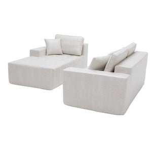 English Elm Faux Leather L-Shaped Sectional Sofa Bed with Corner Chaise for Living Room Beige - B W5532S00046