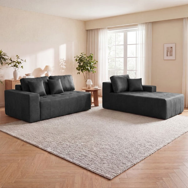 English Elm Faux Leather L-Shaped Sectional Sofa Bed with Corner Chaise for Living Room Black - A W5532S00049