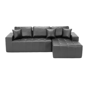 English Elm Faux Leather L-Shaped Sectional Sofa Bed with Corner Chaise for Living Room Black - A W5532S00049