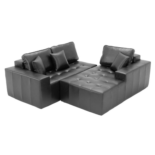 English Elm Faux Leather L-Shaped Sectional Sofa Bed with Corner Chaise for Living Room Black - A W5532S00049
