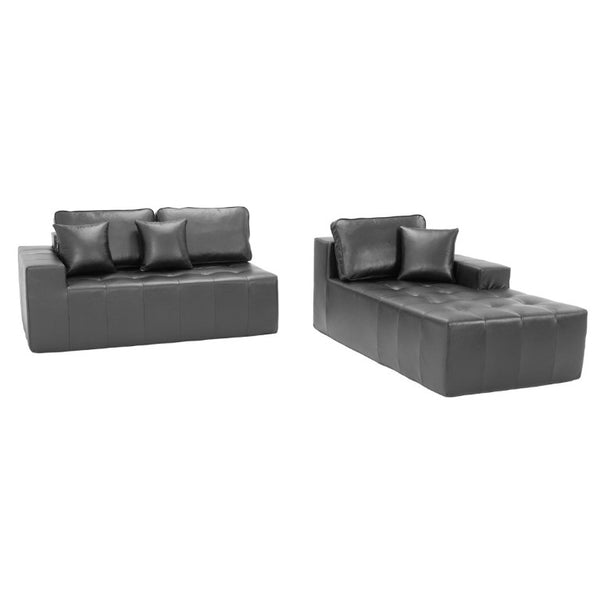 English Elm Faux Leather L-Shaped Sectional Sofa Bed with Corner Chaise for Living Room Black - A W5532S00049